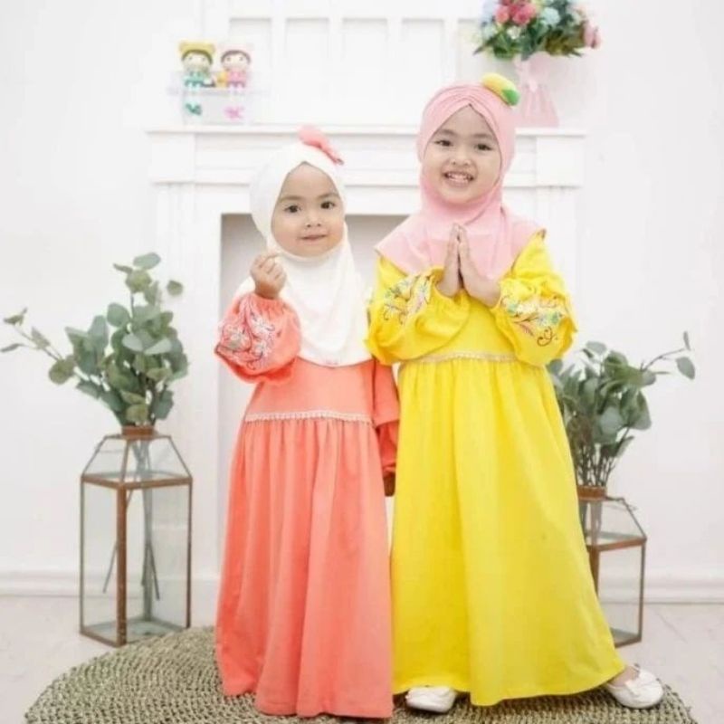 lunara dress muslim/gamis anak/gamis anak bordir/gamis anak katun