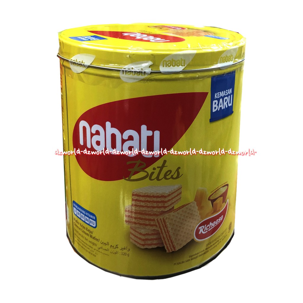 Richeese Nabati Bite 320gr Wafer Snack Coklat Keju Cemilan Richis Kaleng Chocolate Cheese