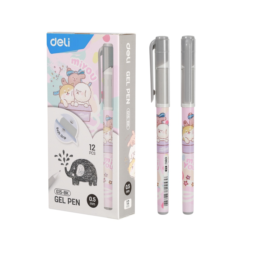 

Deli Gel Pen / Pen Jel 0.5mm Edisi Miyou Isi Tinta Biru / Hitam Menulis Dengan lancar EG15-BX