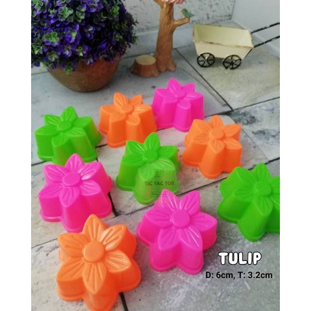 Cetakan kue Putu Ayu/Agar2/Pudding/Jelly/Bolu Kukus &quot;TULIP&quot; per Lusin (12pcs)