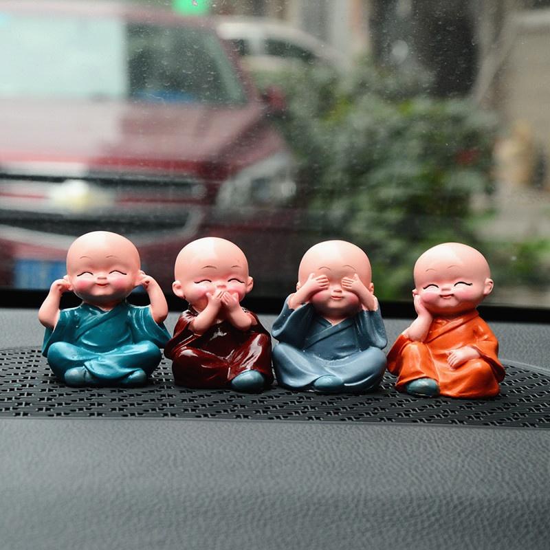 [ Car decoration four not small monk Ornament][ personality creative resin spring cartoon Decorations  ]