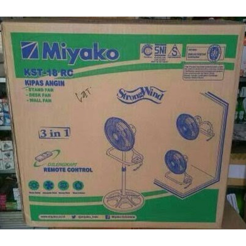 Industrial Fan kipas angin besi Miyako 3 In 1 Plus Remote Miyako KST-18 RC 18 Inch