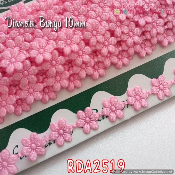 Rda2519 Renda Bunga Kecil Warna Pink Sedang (Per Meter)