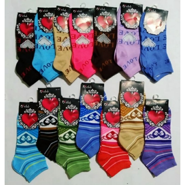 (6PASANG)RANDOM KAOS KAKI PENDEK SEMATA KAKI/MK LOVE  WANITA