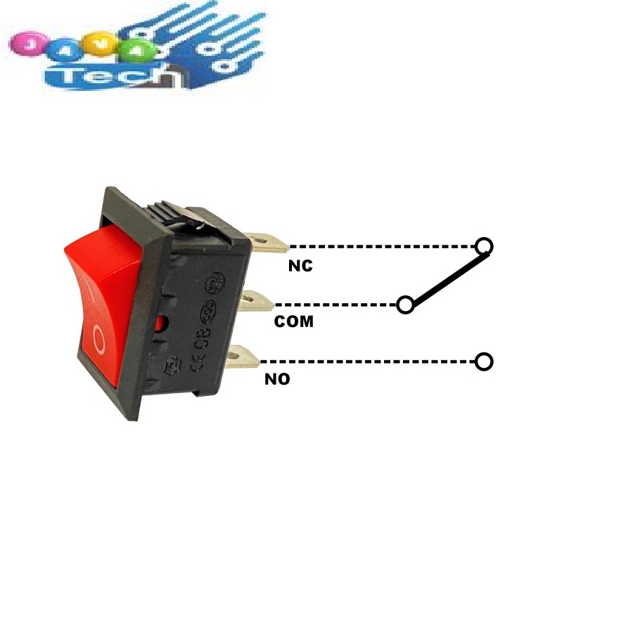 Saklar Power Rocker SPDT KCD11 Merah Hitam 10x15mm