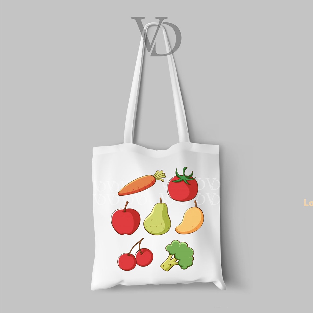 TOTE BAG BAHAN KANVAS MOTIF makanan snack foodies cute / korean TOTE BAG / TAS BELANJA korea