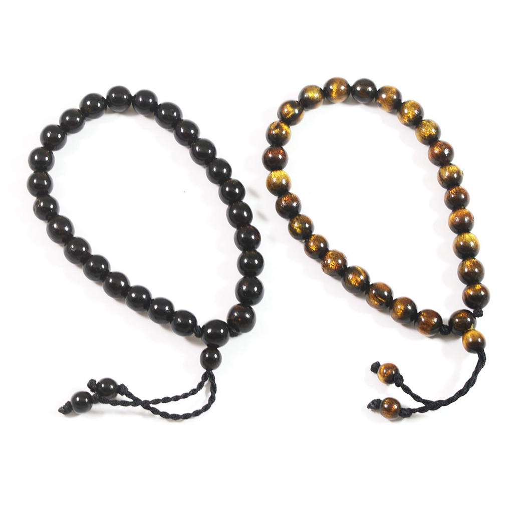 Gelang Akarbahar Hitam dan Emas Model Tali Tarik