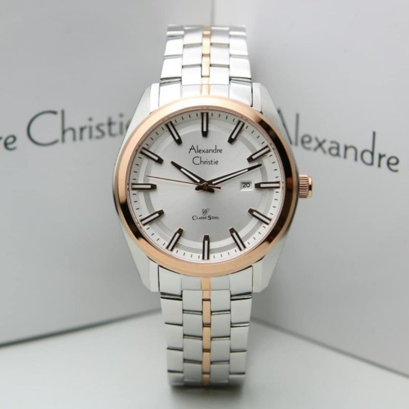 Jam Tangan Alexander Christie Pria Silver Gold ac8637