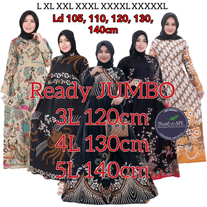 GAMIS BATIK JUMBO BUSUI XXXL XXXXL XXXXXL 3L 4L 5L 5XL LD 120 130 140 MOTIF AHY AYAM KIPAS MORENA