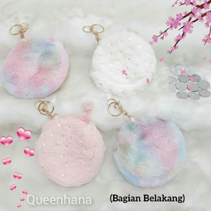 Tempat Coin Bulu Unicorn Gantungan Kunci Dompet Coin Lucu Motif Unicorn