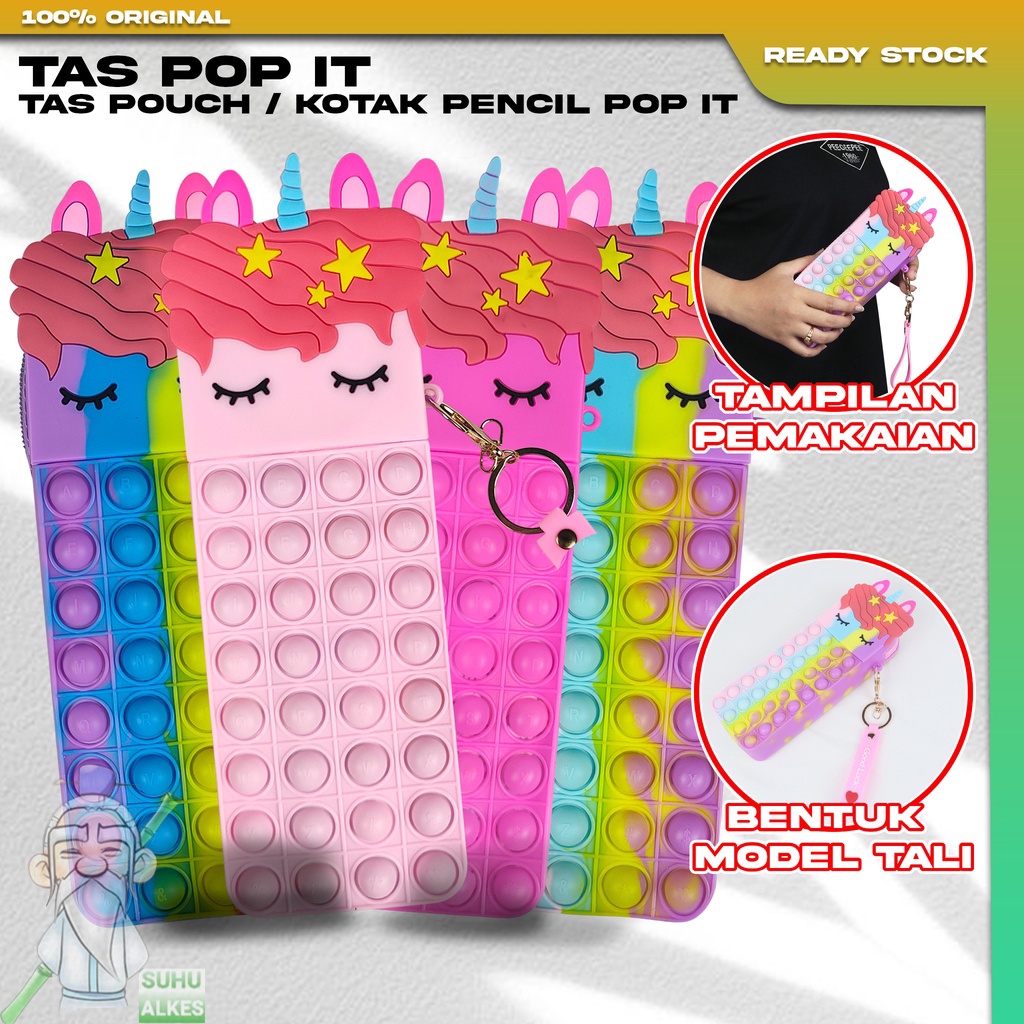 TAS POP IT POUCH KOTAK PENCIL POPIT JELLY FASHION IMPORT