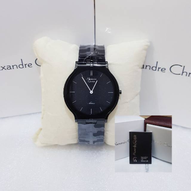 ALEXANDRE CHRISTIE AC 8603 BLACK JARUM PUTIH JAM TANGAN PRIA ORIGINAL