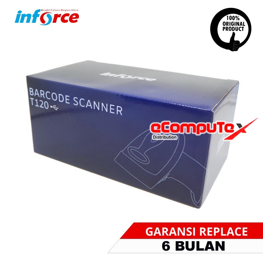 SCANNER BARCODE INFORCE T120 1D / T 120 1 D USB WIRED KABEL CABLE GARANSI RESMI