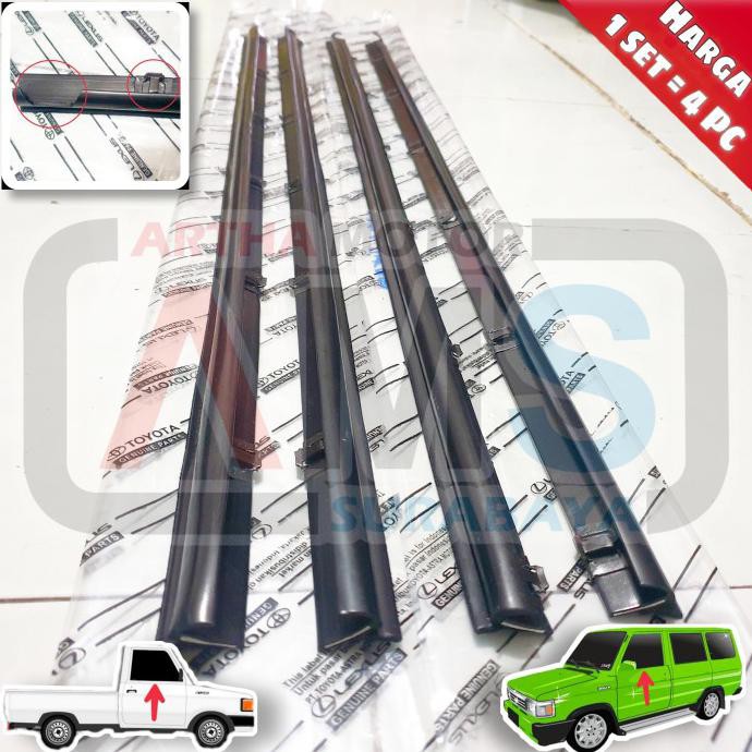 Pelipit List Moulding Kaca Wheater Strip Kijang Super Grand Depan 1Set
