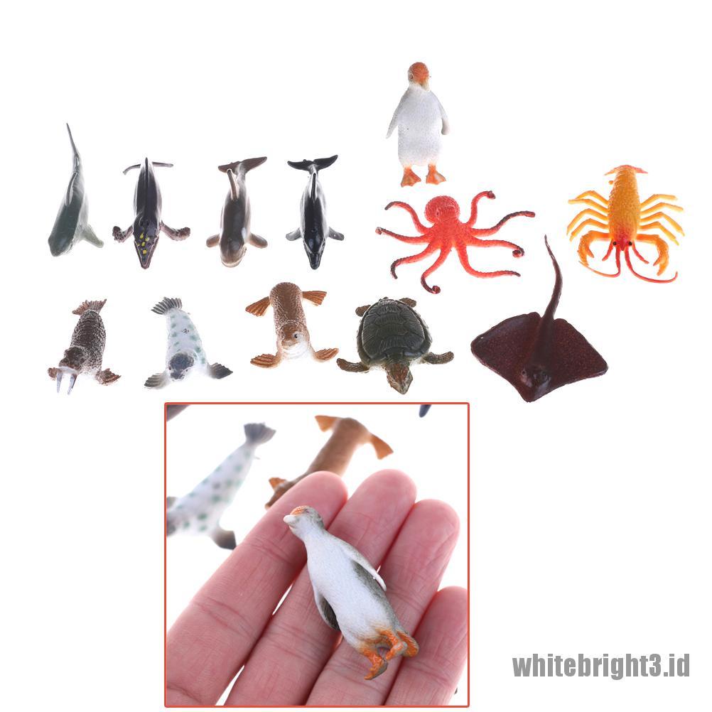 (white3) 12pcs / set Mainan Model Hewan Laut Bahan Plastik