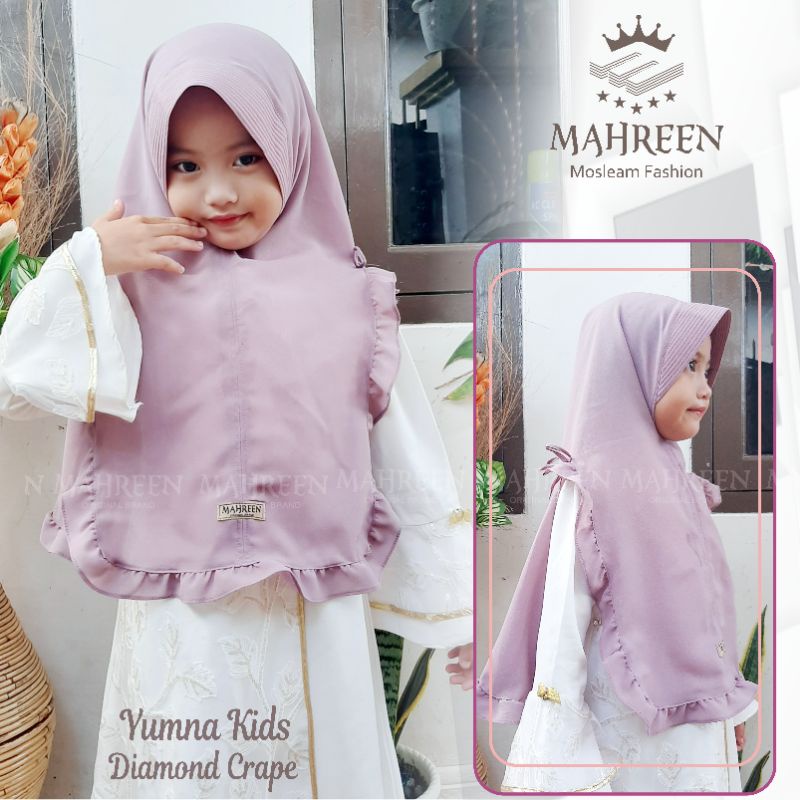 Bergo Yumna kids ORI MAHREEN hijab anak kekinian terlaris terhitz diamond crape SD TK tanggung