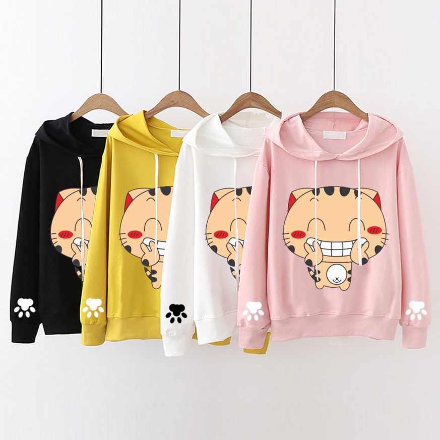 Sweater Hoodie Murah Wanita / Sweater Hoodie Lengan Panjang Wanita CAT PEACE