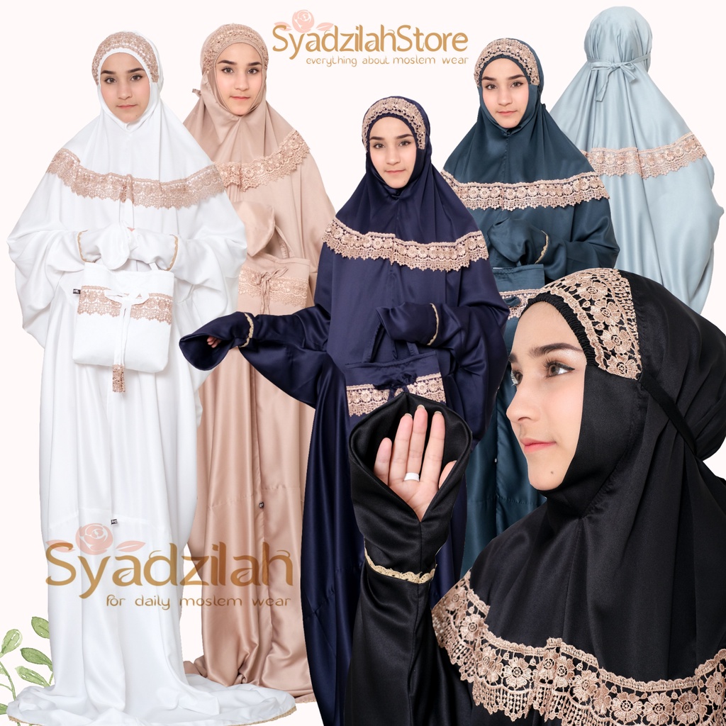 SYADZILAH - Mukena Terusan Mewah Renda Khadijah Sutra velvet Premium