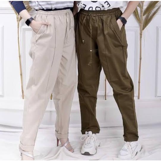 BIG SALE BAGGY PANTS FULL KARET PINGGANG JUMBO 70 KG / CELANA AMERICAN DRILL 