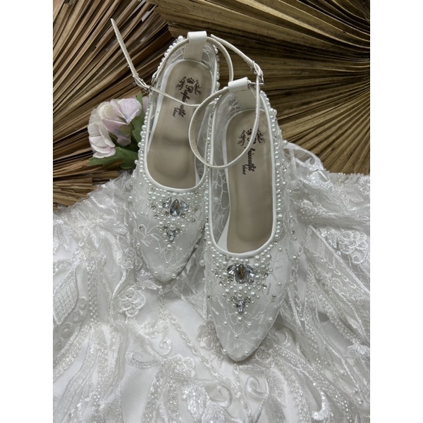 Rafaizoutfit sepatu kiyalara tali putih sepatu wedding putih sepatu cantik 7cm tahu block