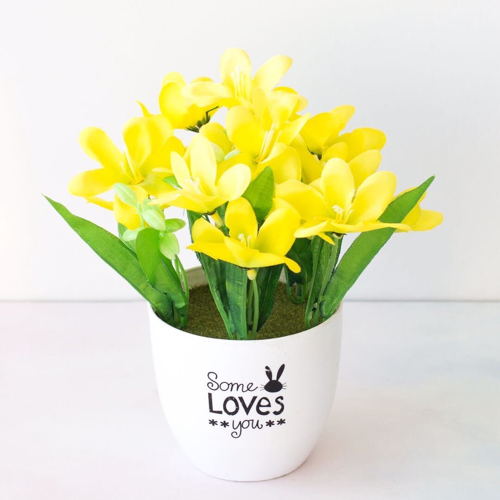 AM572 Bunga Plastik / Bunga Bakung / Bunga Artifisial-Kuning