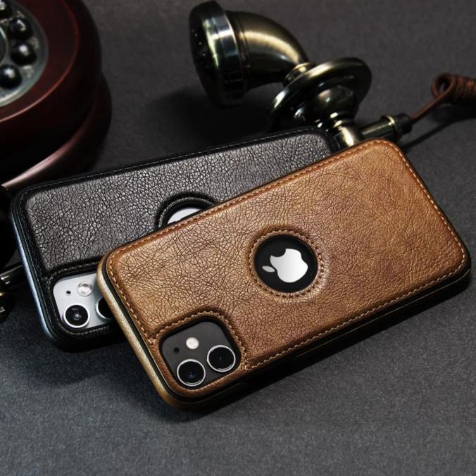 Leather Case Iphone 12 Series - Hitam, Ip 12 Pro Max