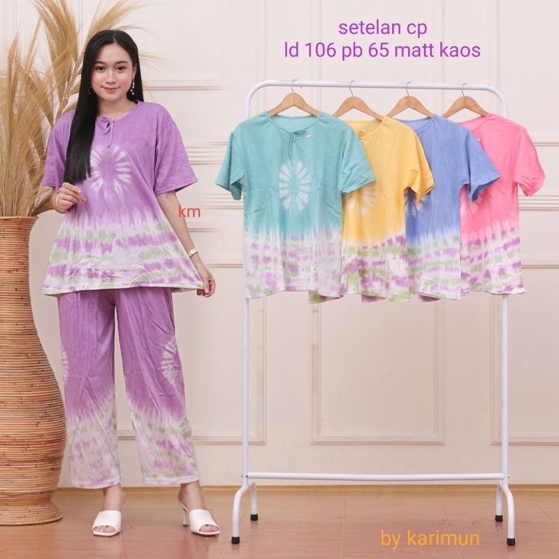 ONE SET TIE DYE - TIE DYE LENGAN PANJANG - TIE DYE LENGAN PENDEK