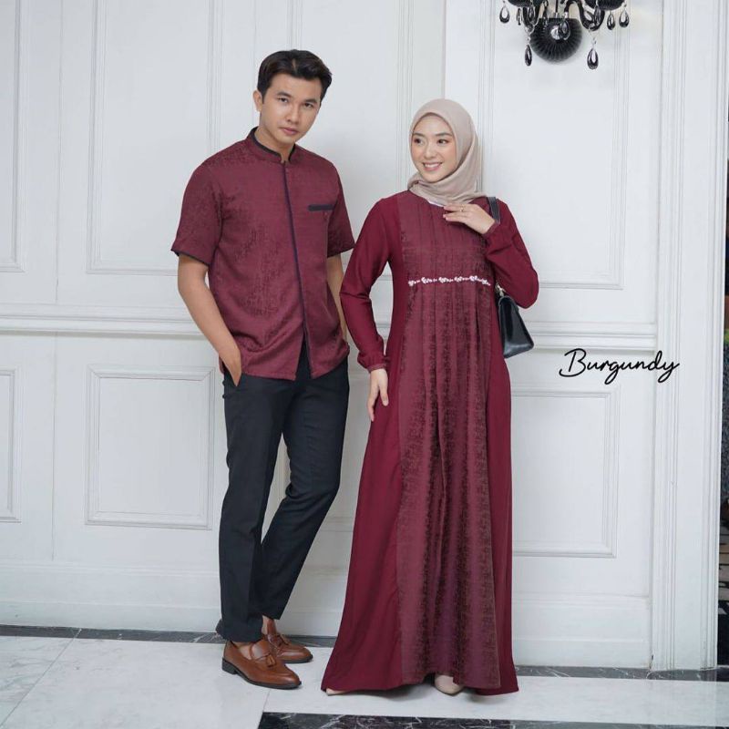 baju gamis couple combi marron model terbaru 2022
