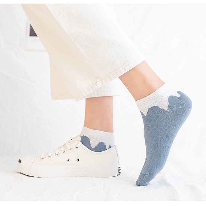 ⭐️𝐈𝐇𝐒 𝟑𝟐𝟐⭐️Kaos Kaki Wanita Motif Catur New Fashion Korean Style Socks Breathable-6
