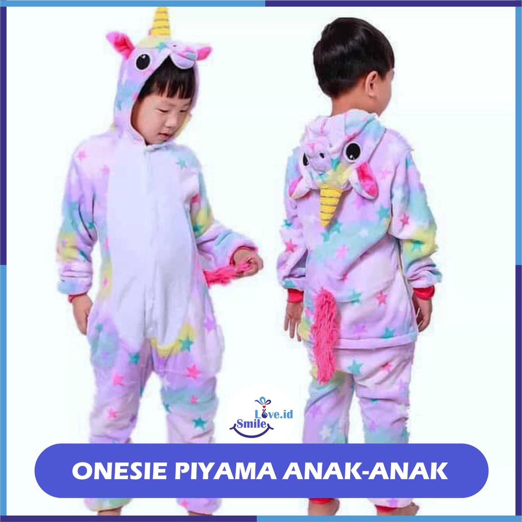 Onesie Kigurumi Costume Piyama Kid Unicorn Kostum Anak Payamas