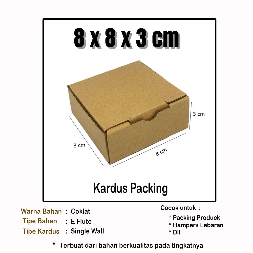 

Kardus packing 8x8x3 cm | Box Die Cut dan Easy Usage | Box packing | Box kemasan | Box murah | Box Snack