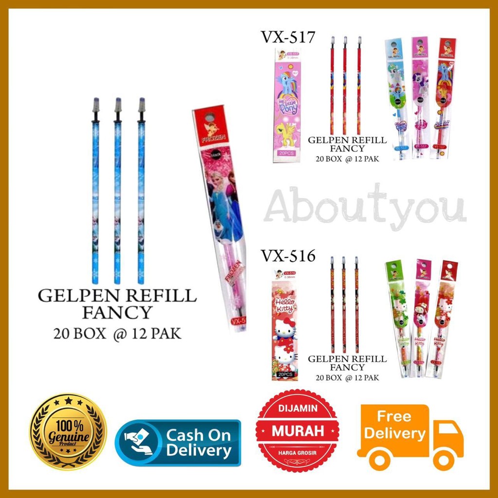 Isi Ulang REFILL Pen Gel pulpen 20 pcs mix random karakter model unik-4
