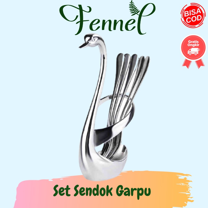 Set Sendok Garpu Elegant Swan Flatwares Base Stainless Steel NP311