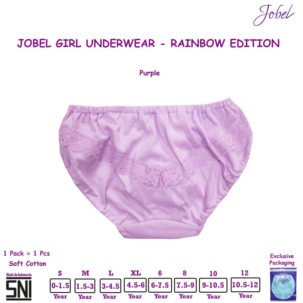 [Size 6-12years Warna Purple] Kazel Jobel Underwear Rainbow Edition Celana Dalam Anak Perempuan