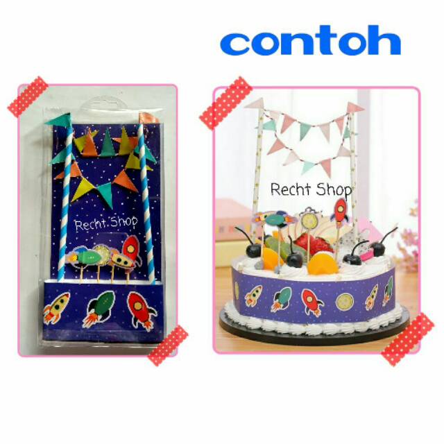 Topper cake kue ulang tahun karakter pesawat luar angkasa UFO antariksa