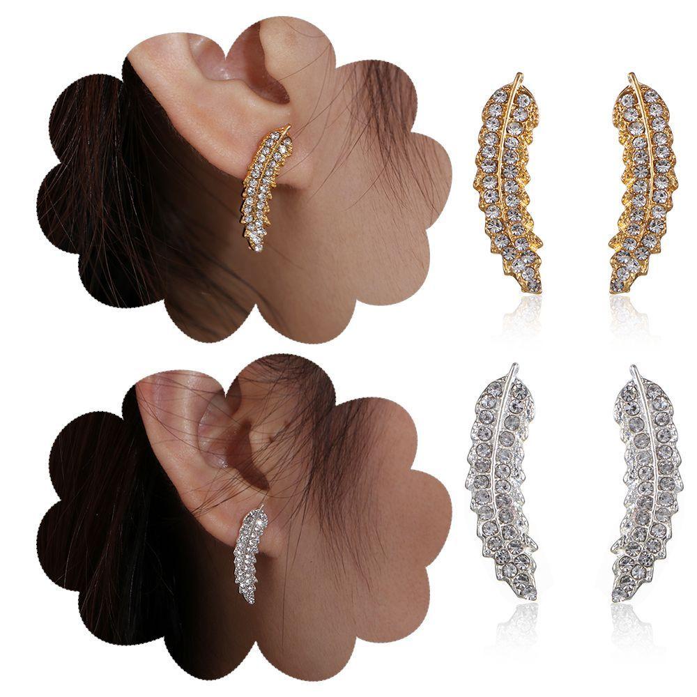 Anting Daun Nanas Pesta Perak Emas Rose Gold Perhiasan Fashion Anting Kristal