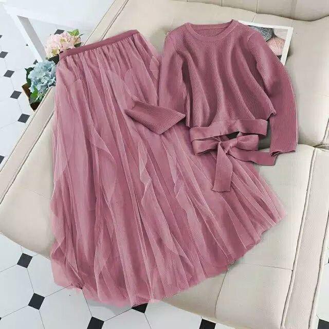 Setelan Rok Wanita ST Michel Bahan Babyterry Size Allsize