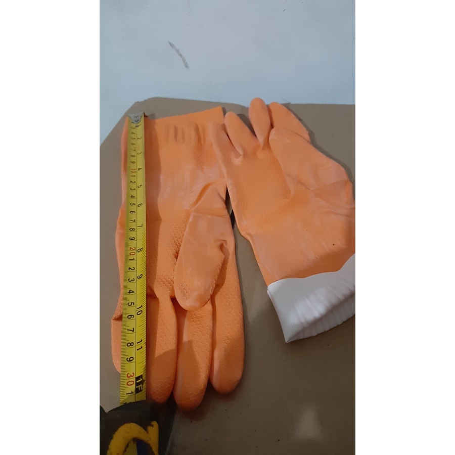 Sarung tangan ORANGE / SARUNG TANGAN KARET ANTI SELIP / SARUNG TANGAN CUCI PIRING PROYEK 30CM/SARUNG TANGAN SERBAGUNA MULTIFUNGSI/SARUNG TANGAN CUCI PIRING KEBUN PROYEK