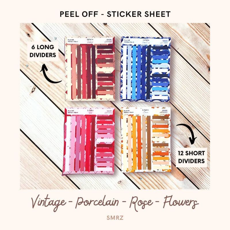 

Lines Peel off Sticker Sheet - Stiker Garis Divider untuk Journal / Catatan