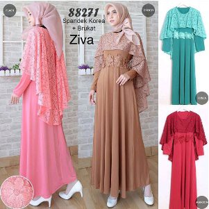 gamis brukat brokat gaun muslimah dress panjang wanita baju pesta wanita baju terusan batik