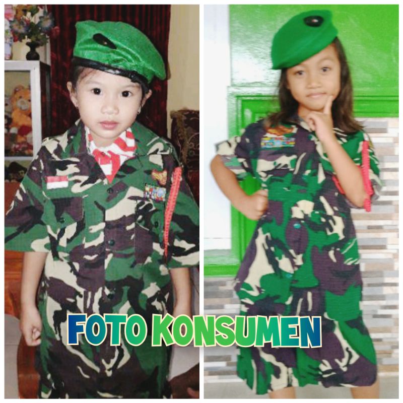 BAJU TENTARA PUTRI/ KOSTUM TENTARA PUTRI/ SERAGAM TENTARA PUTRI/ SETELAN