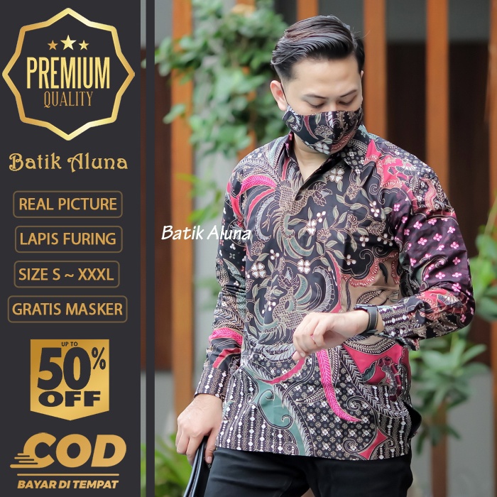 BATIK PRIA LENGAN PANJANG MEWAH PREMIUM ALUNA PRABUSENO SHANGHAI KERIS KEMEJA BATIK ACARA NIKAHAN KE