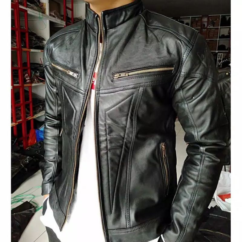 Jaket Kulit Asli Sapi Pria Elegant Brownie Khas Kota Garut