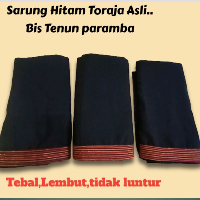 Jual Sarung Hitam Suku Toraja Motif Bis Tenun Panjang 85x120cm