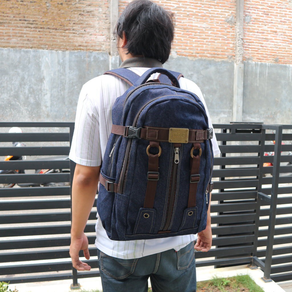 Jual Tas Ransel Kekinian Model Distro Denim Cowo Cewe Keren Murah Unik Sekolah Kuliah Kerja Hangout