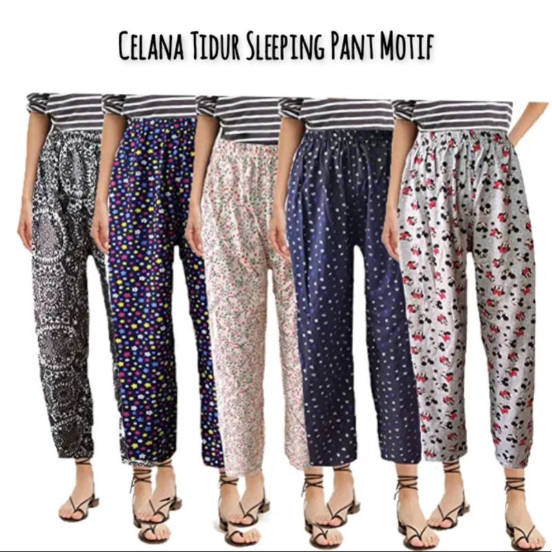 Celana Panjang Celana Tidur Wanita Harian Motif Pajama Pant