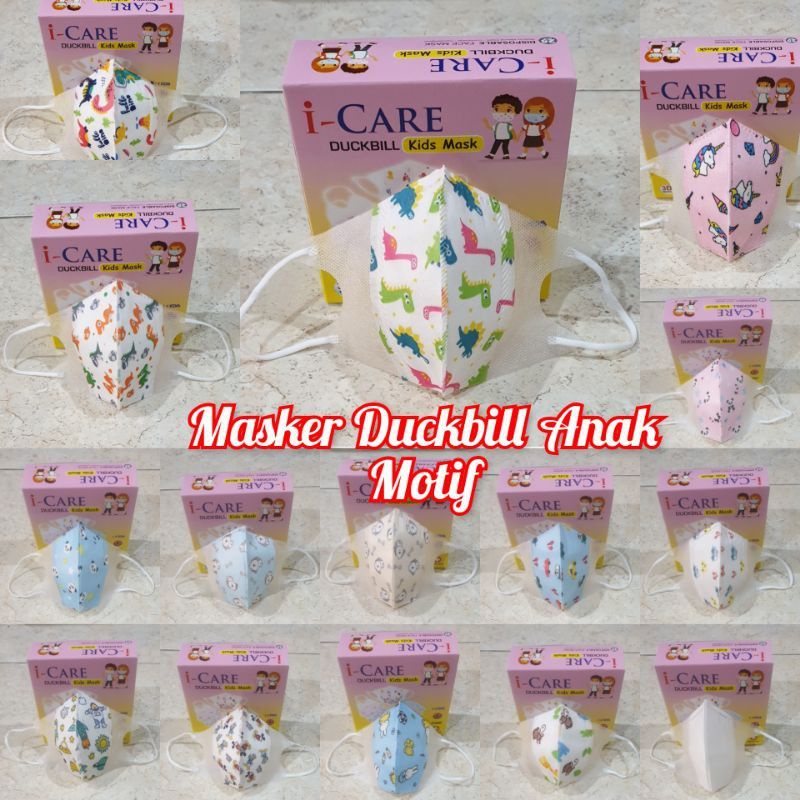 masker duckbill anak motif I Care