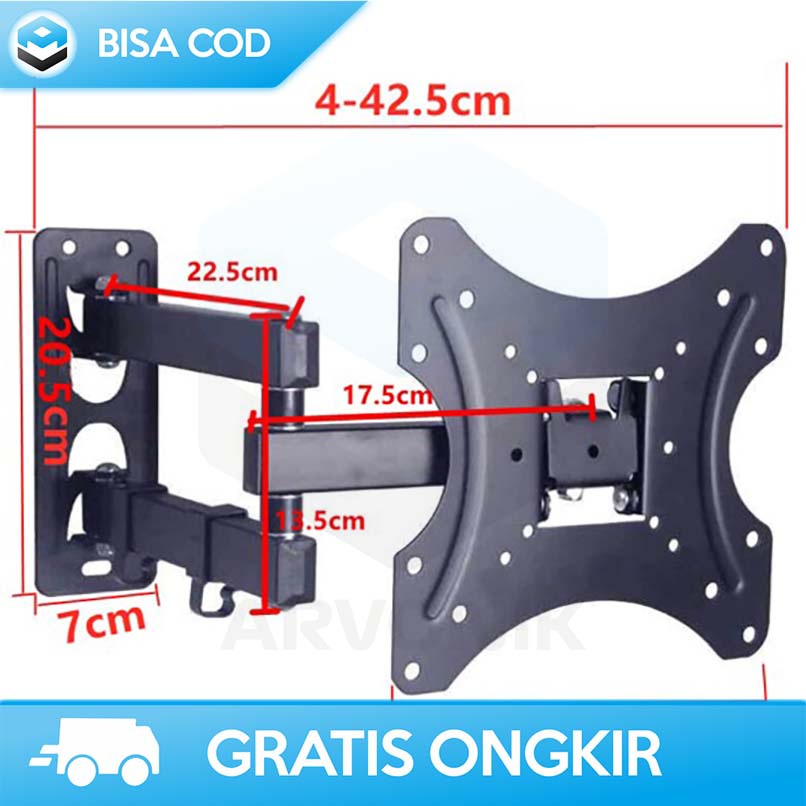 TV BRACKET TELESCOPIC TAFFWARE X 200 17 - 42 INCH MATERIAL BESI KOKOH