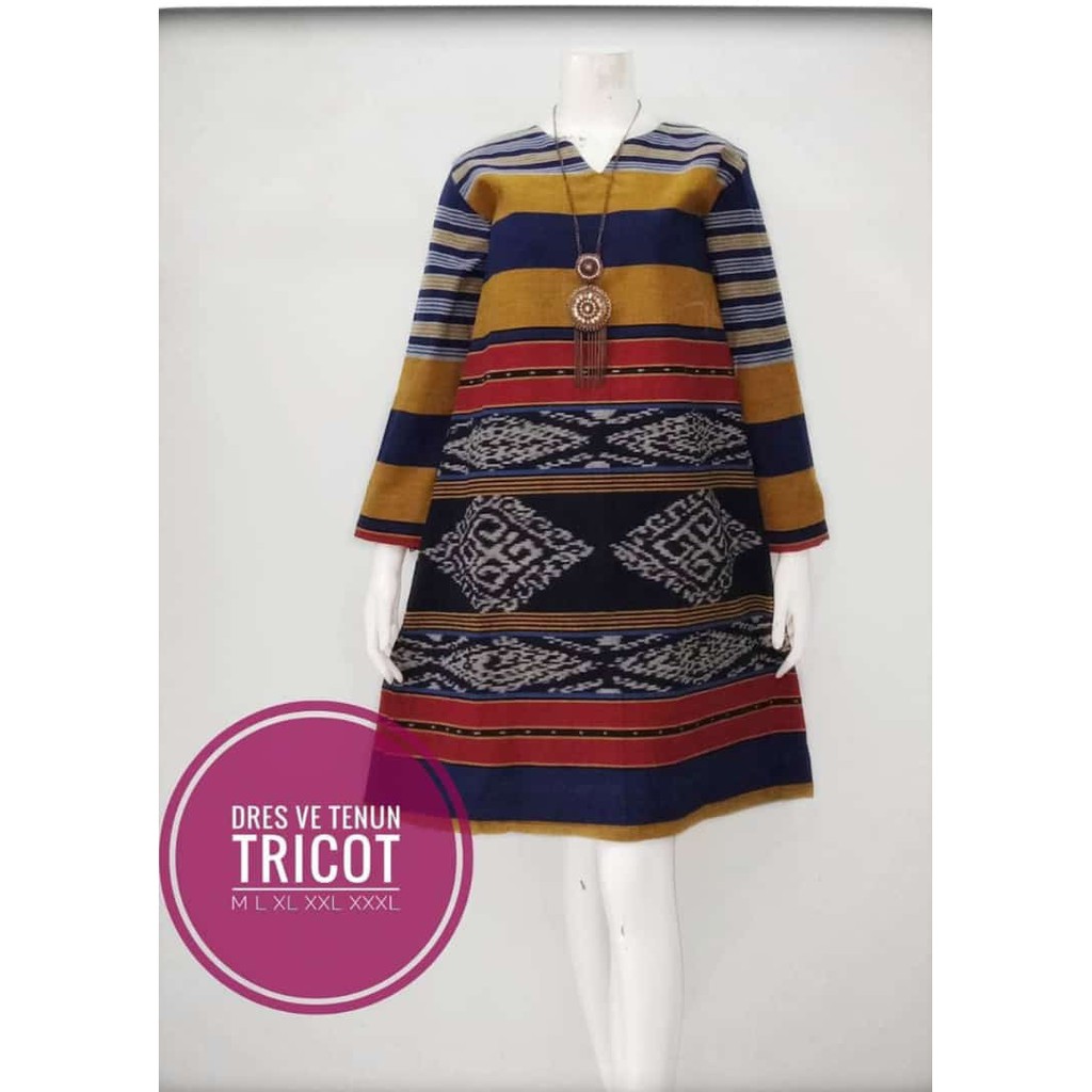 DRESS TENUN IKAT JEPARA LURIK MUSTARD