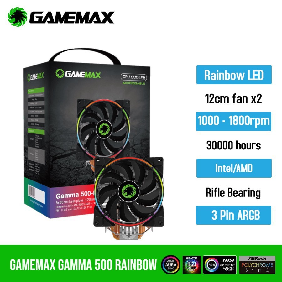 Gamemax Gamma 500 Rainbow CPU Cooler ARGB